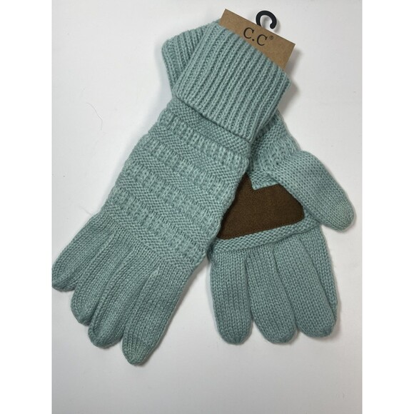 C.C Cable Knit Touchscreen Texting Gloves In Mint Green New - Picture 3 of 5